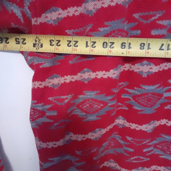 Vintage Barn Fly Shirt Mens M Aztec Red Woven Cotton Long Sleeve Button UP - Picture 7 of 8